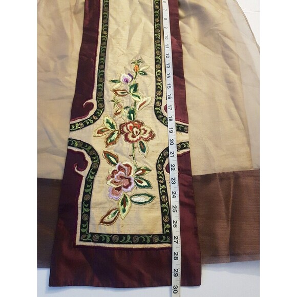 Silk Box Womens Skirt Size 4 Embroidered 100% Silk Midi Button Floral Zipper - Picture 16 of 16